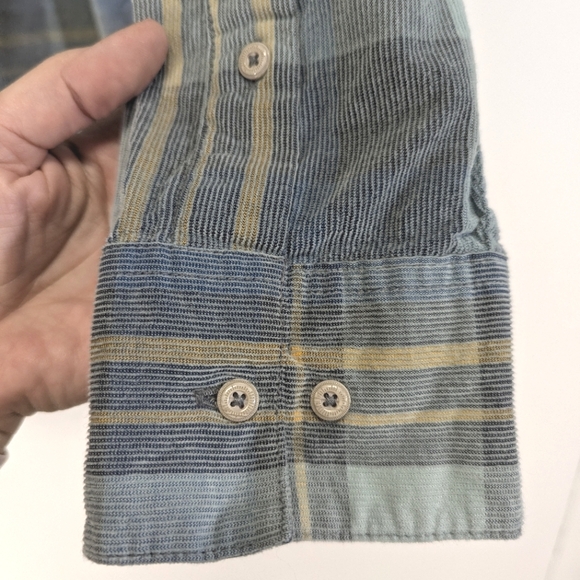 Wellen Light Blue Corduroy Plaid Button Down Casual Shirt XXL organic cotton - Picture 8 of 16